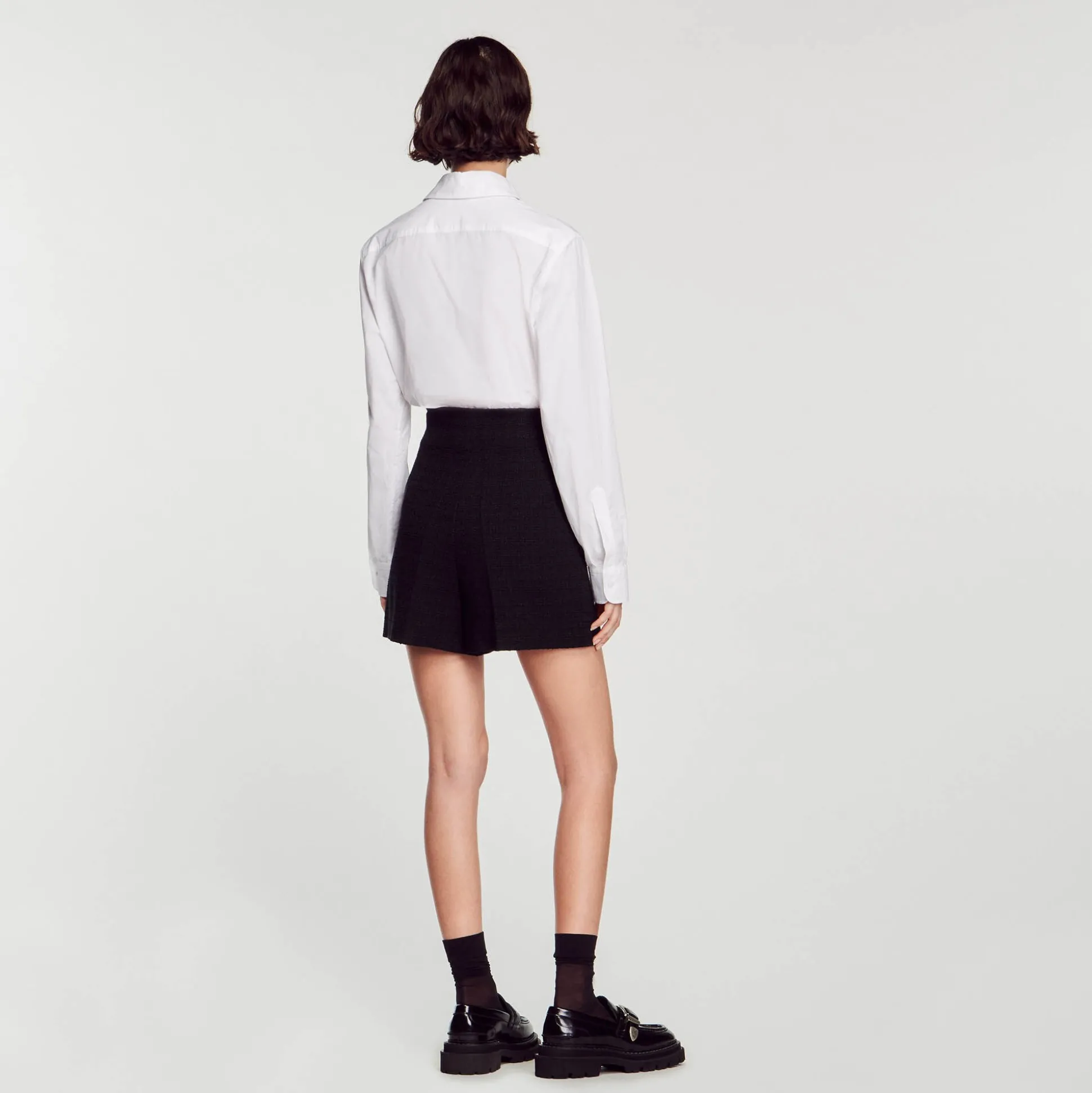 Short Taille Haute En Tweed