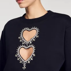 Sweatshirt à Cœurs Strassés