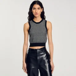 Top En Maille à Carreaux