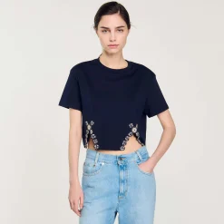 T-shirt Court Orné De Strass