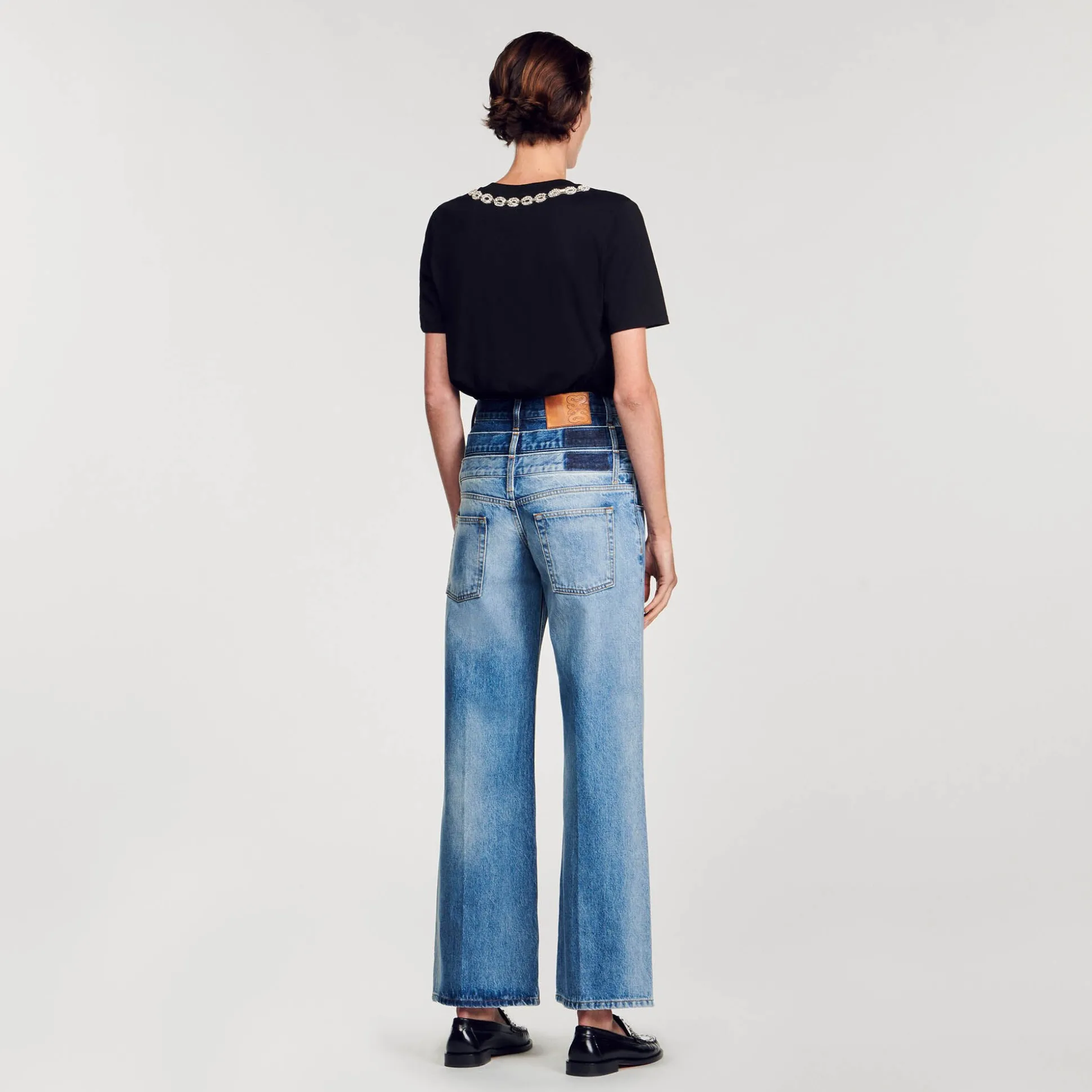 T-shirt En Coton Biologique Col Bijou