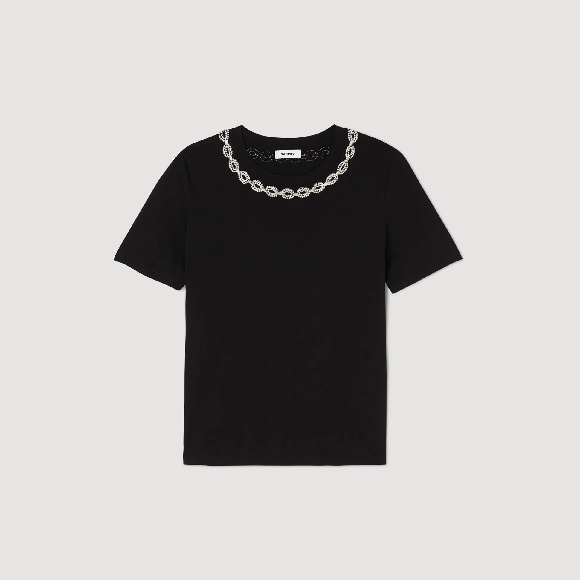 T-shirt En Coton Biologique Col Bijou