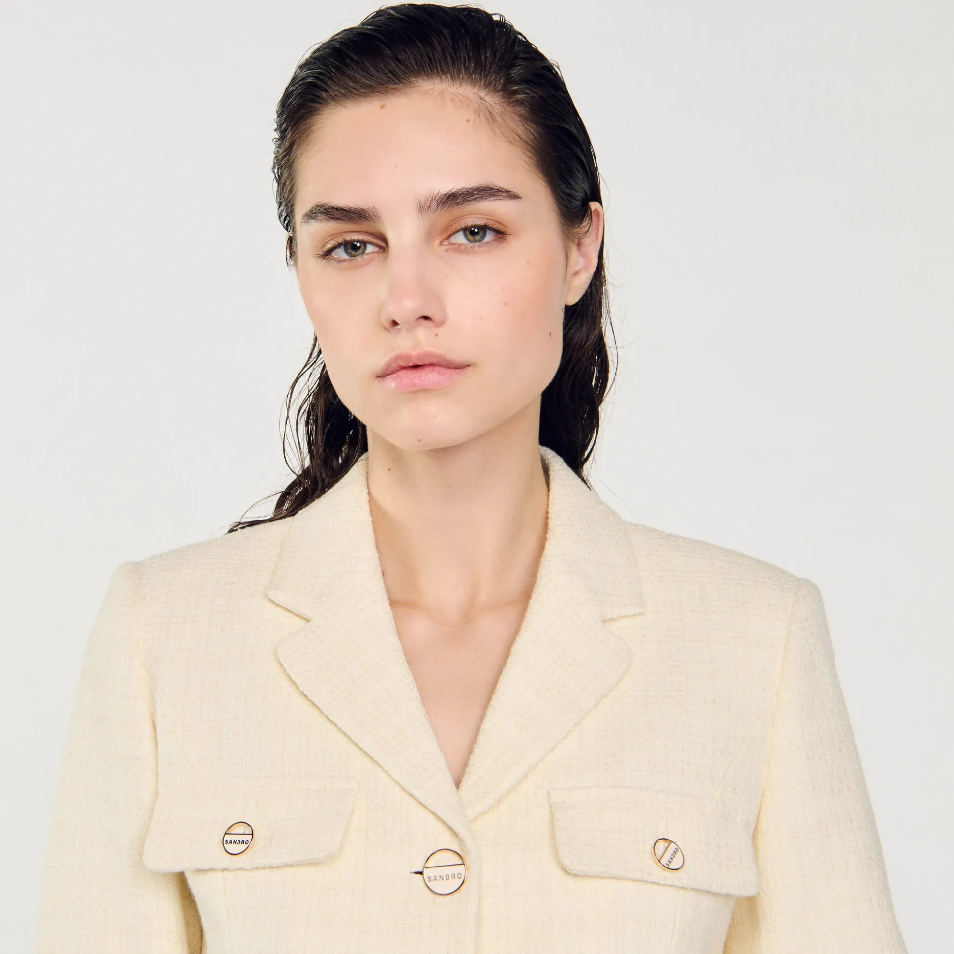 Veste Courte Boutonnée En Tweed