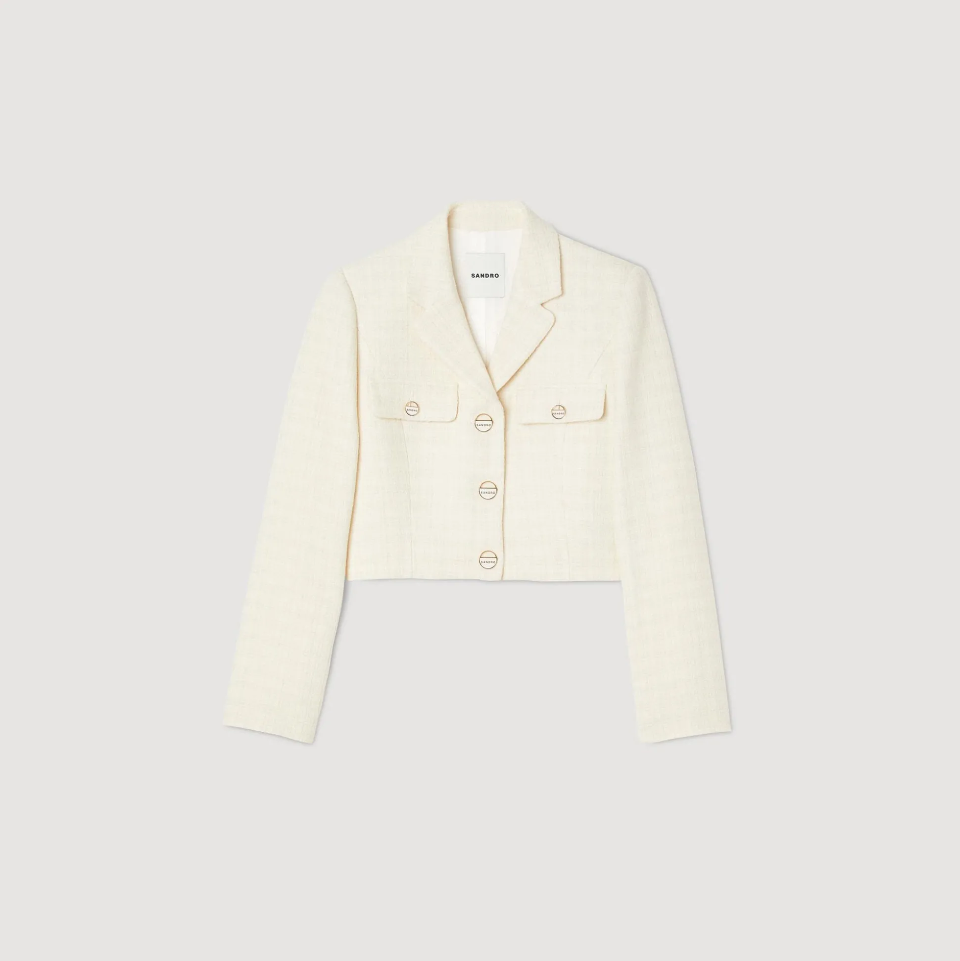 Veste Courte Boutonnée En Tweed