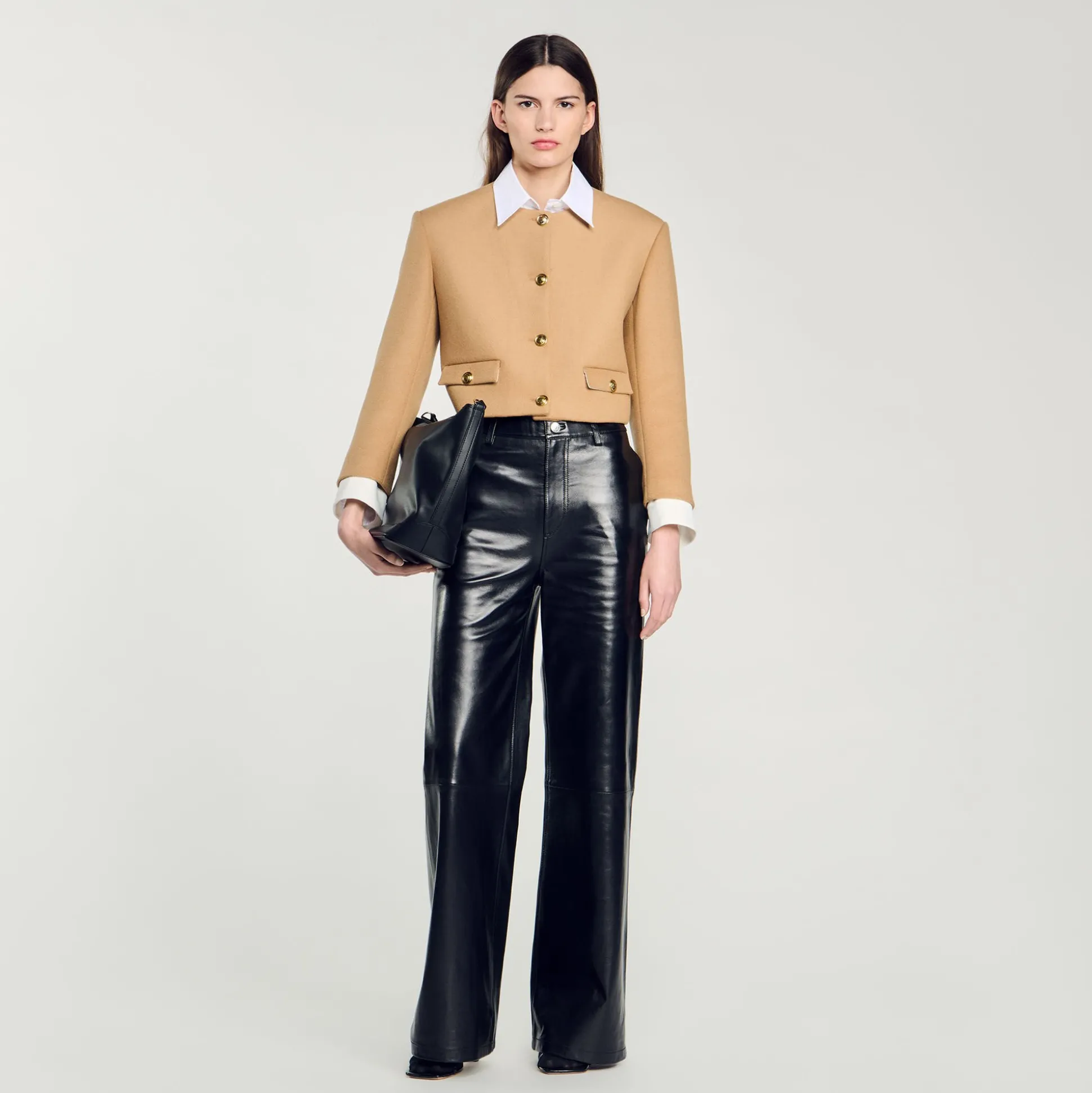 Veste Courte En Laine Mélangée