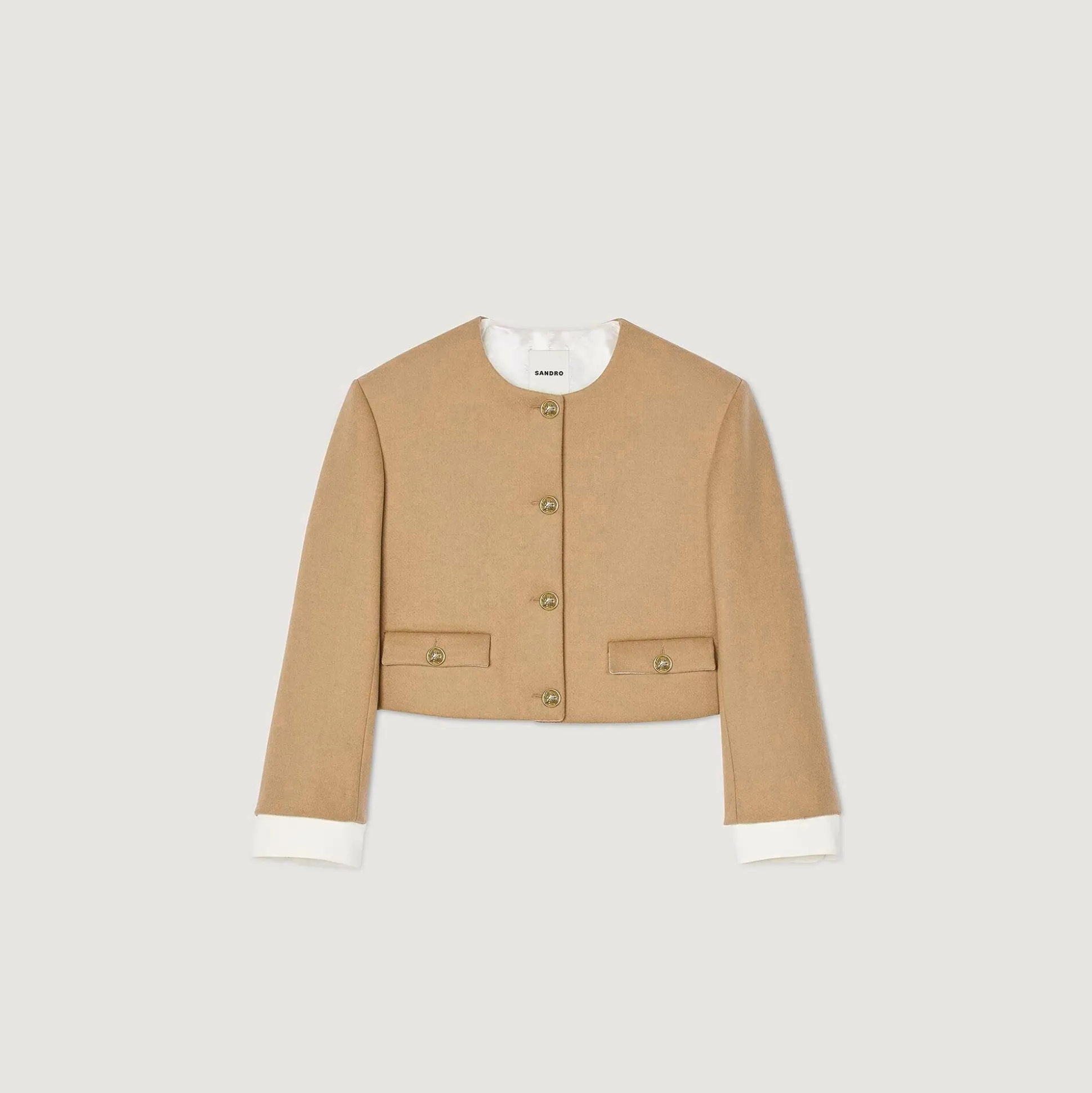 Veste Courte En Laine Mélangée