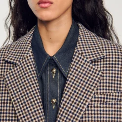 Veste De Costume à Petits Carreaux