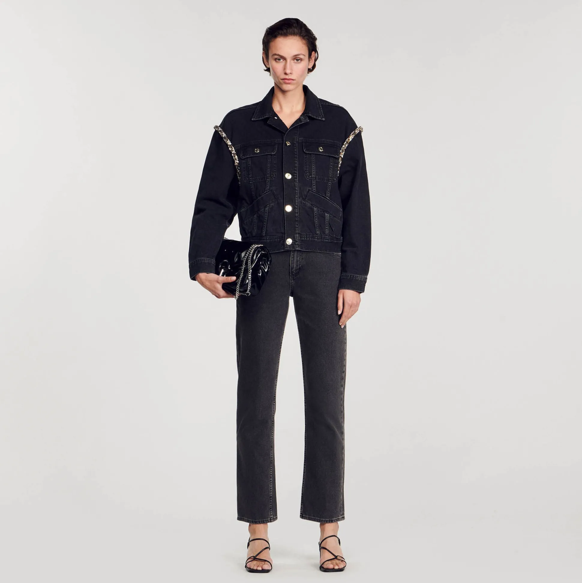 Veste En Jean Oversize Strassée