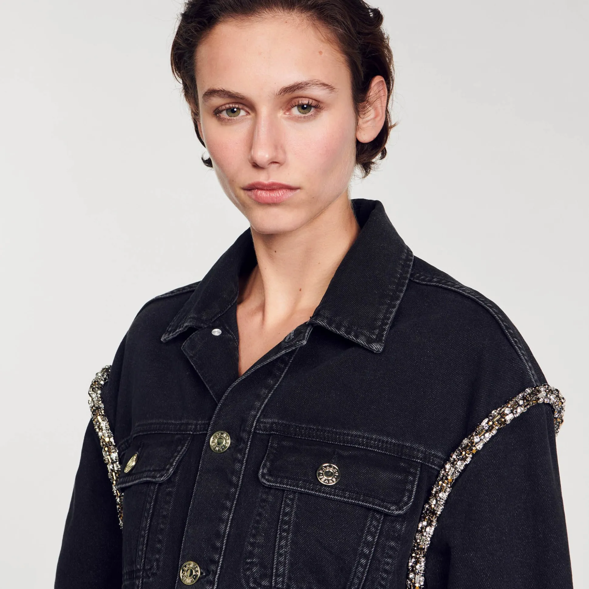 Veste En Jean Oversize Strassée