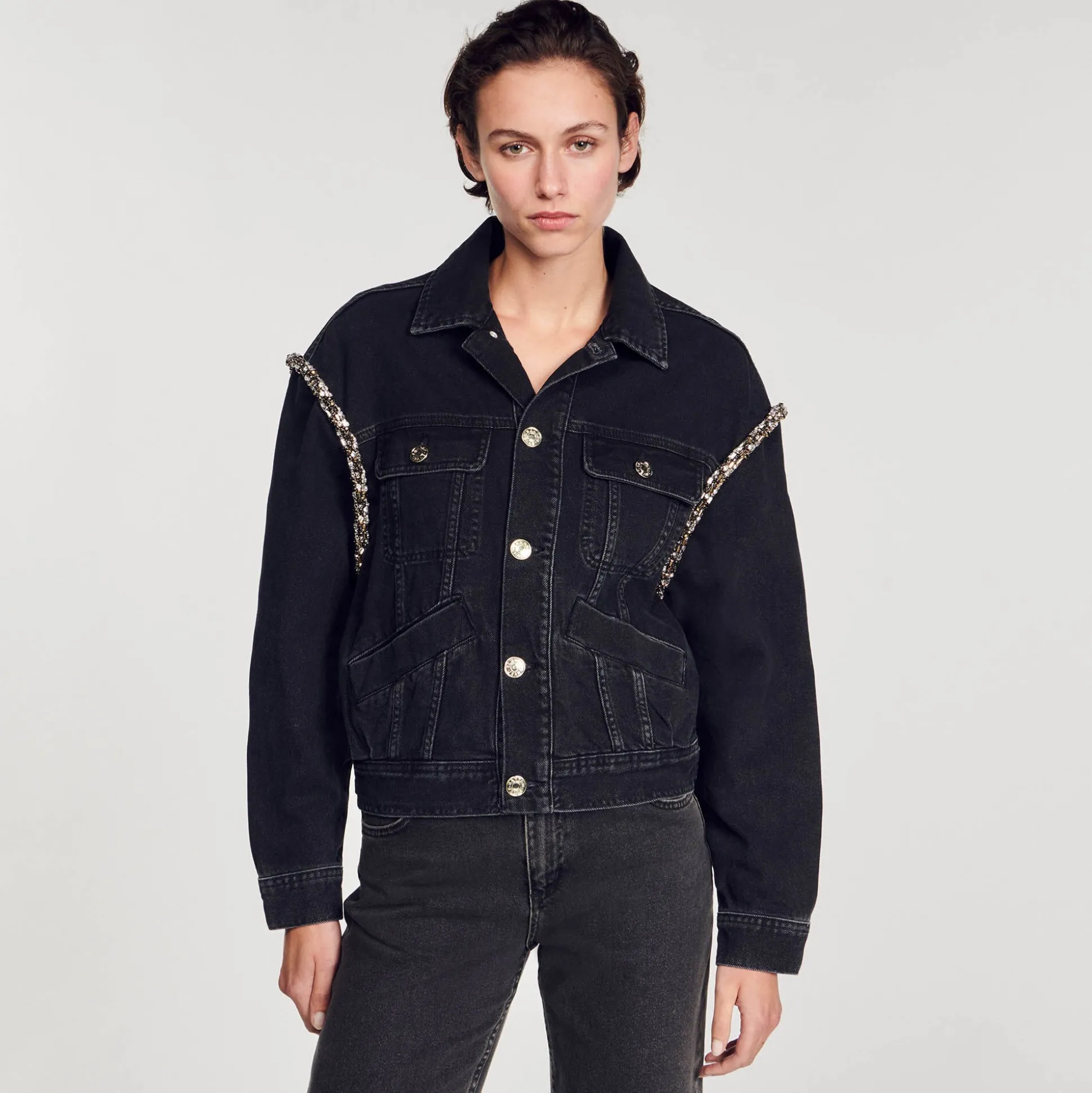 Veste En Jean Oversize Strassée